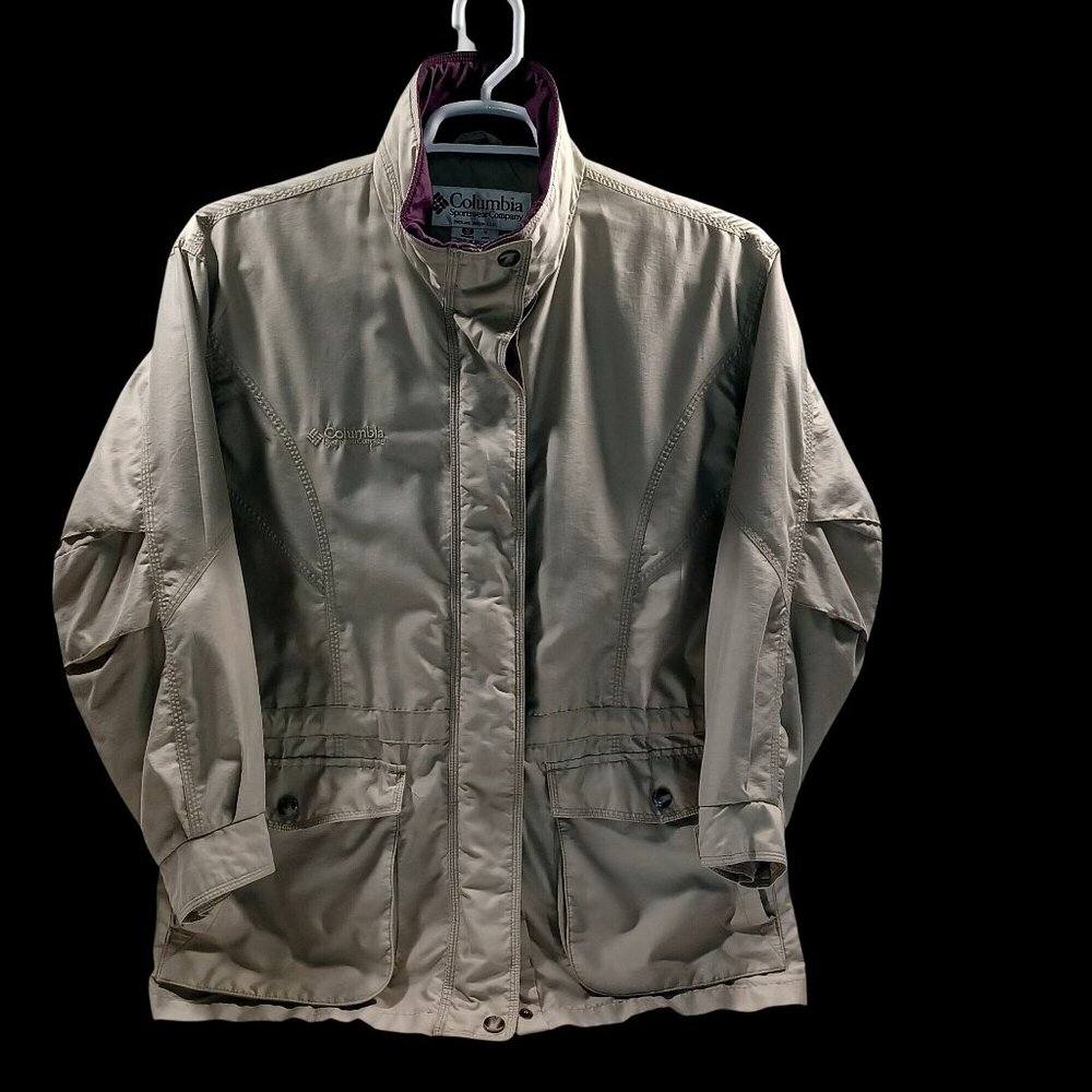Columbia Vintage Gorpcore Utility 90s Beige & Purple Trim Jacket Womens Small